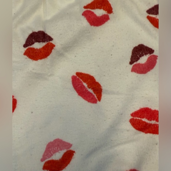 PJ Salvage White Pajama Pants with Red and Pink Lips - Picture 3 of 7